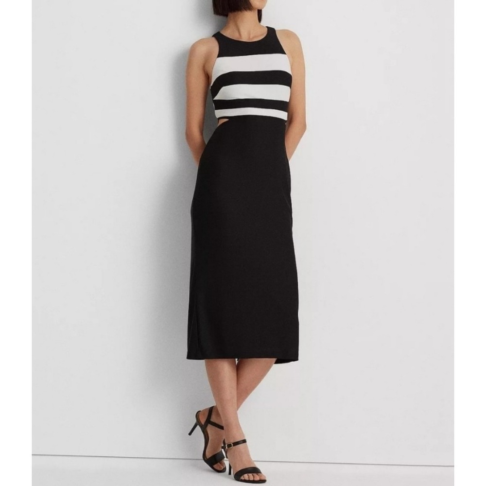 Lauren Ralph Lauren Women's Striped Stretch Jersey Sheath Dress Size 10